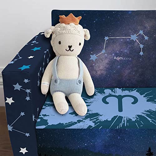 fond + found Kids Sofa, Zodiac Sign Toddler Couch 2-in-1 Convertible Sofa to Lounger, Starry Sky Flip Out Chair & Sleeper, Zodiac Gifts Kids Couch for Kids Girls Boys