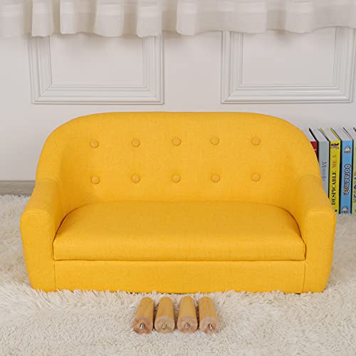Getifun Kids Sofa Chair, Toddler Armchair Couch, PVC Upholstered Children Sofa with Wooden Legs, Perfect for Baby Gift(30-Inch) (Yellow)