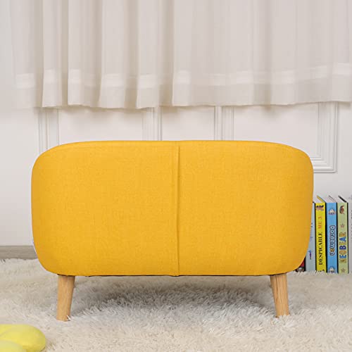Getifun Kids Sofa Chair, Toddler Armchair Couch, PVC Upholstered Children Sofa with Wooden Legs, Perfect for Baby Gift(30-Inch) (Yellow)