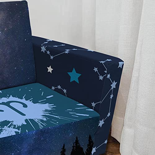 fond + found Kids Sofa, Zodiac Sign Toddler Couch 2-in-1 Convertible Sofa to Lounger, Starry Sky Flip Out Chair & Sleeper, Zodiac Gifts Kids Couch for Kids Girls Boys