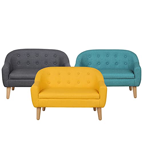 Getifun Kids Sofa Chair, Toddler Armchair Couch, PVC Upholstered Children Sofa with Wooden Legs, Perfect for Baby Gift(30-Inch) (Yellow)