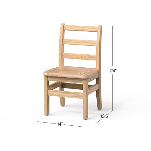 Foundations Little Scholar Wooden Kids Chairs 2-Pack, Solid Oak Hardwood, Fully-Assembled for School Classroom Seating, Made in USA (12 Inch Seat Height, Ages 6-8)