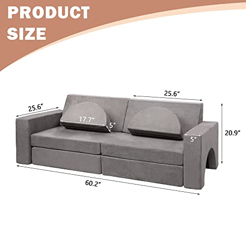 Betterhood Modular Kids Play Couch Child Sectional Sofa Imaginative Furniture Play Set for Creative Kids,Toddler to Teen Bedroom Furniture,Girls and Boys Playroom Convertible Sofa 8PCS