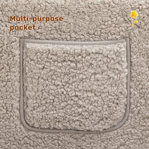 ALIMORDEN 2-in-1 Flip Out Extra Wide Cuddly Sherpa Toddler Couch, Convertible Sofa to Lounger, Cream