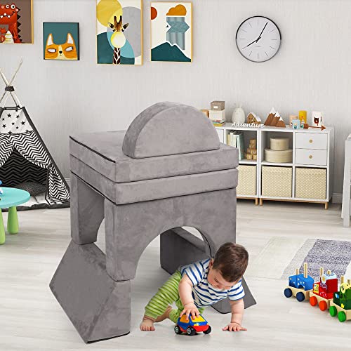 Betterhood Modular Kids Play Couch Child Sectional Sofa Imaginative Furniture Play Set for Creative Kids,Toddler to Teen Bedroom Furniture,Girls and Boys Playroom Convertible Sofa 8PCS