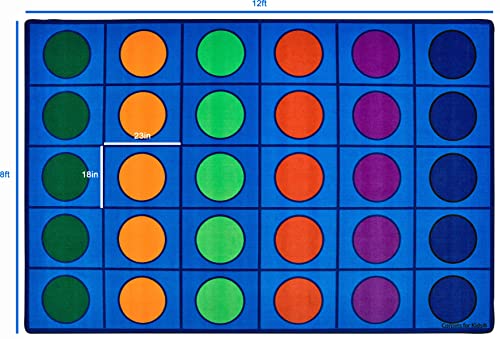 Carpets for Kids Seating Circles Rug 4218, Rectangle 8ft x 12ft Physical Distance Carpet