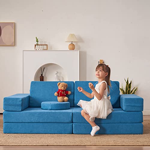 jela Kids Couch 10PCS Luxury, Floor Couch Floor Sofa Modular Furniture for Adults, Playhouse Play Set for Toddlers Babies, Modular Foam Play Couch, Modular Sectional Sofa (Classic, Taupe)