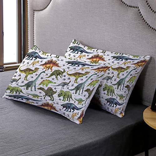 BailiPromise Dinosaur Duvet Set Queen Size,Jurassic Dino 3 Piece Bedding Set,Boys Comforter with Pillow Shames, for All Seasons, Ultra-Soft, Lightweight, Breathable