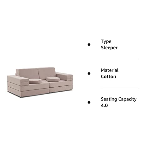 jela Kids Couch 10PCS Luxury, Floor Couch Floor Sofa Modular Furniture for Adults, Playhouse Play Set for Toddlers Babies, Modular Foam Play Couch, Modular Sectional Sofa (Classic, Taupe)