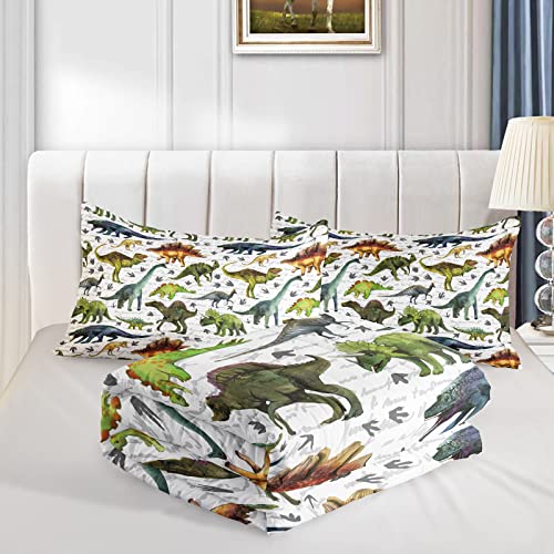 BailiPromise Dinosaur Duvet Set Queen Size,Jurassic Dino 3 Piece Bedding Set,Boys Comforter with Pillow Shames, for All Seasons, Ultra-Soft, Lightweight, Breathable