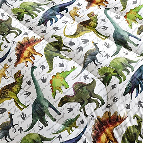 BailiPromise Dinosaur Duvet Set Queen Size,Jurassic Dino 3 Piece Bedding Set,Boys Comforter with Pillow Shames, for All Seasons, Ultra-Soft, Lightweight, Breathable
