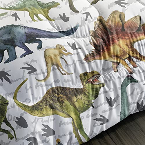 BailiPromise Dinosaur Duvet Set Queen Size,Jurassic Dino 3 Piece Bedding Set,Boys Comforter with Pillow Shames, for All Seasons, Ultra-Soft, Lightweight, Breathable