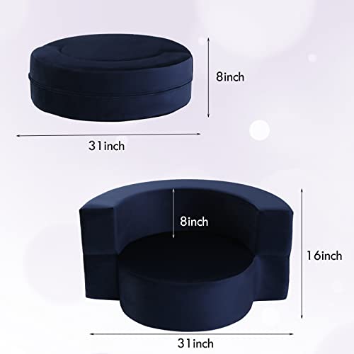 MeMoreCool Toddler Couch, Lounger for Kids, Navy Toddler Chair for Girls & Boys, Toddler Fold Out Sofa Beds, Kids Sofa Chair for Bedroom Lounge, Kids Couch for Playroom, Child Plush Chair Foam