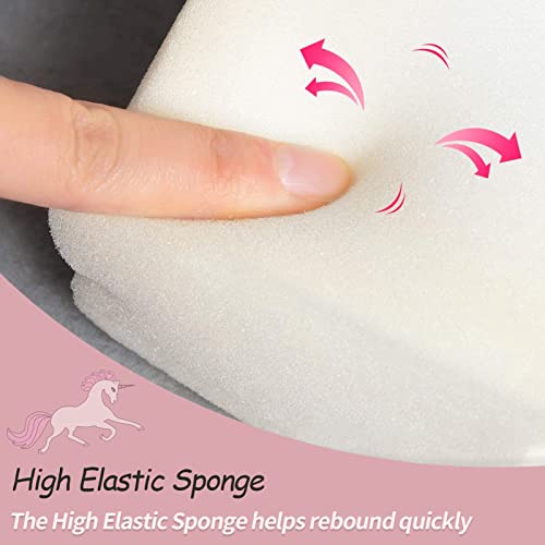HIGOGOGO Plush Foldable Kids Sofa, Unicorn Pattern Children Couch Backrest Armchair Bed with Pocket and Handle, Upholstered 2 in 1 Flip Open Infant Baby Seat for Living Room Bedroom, Pink