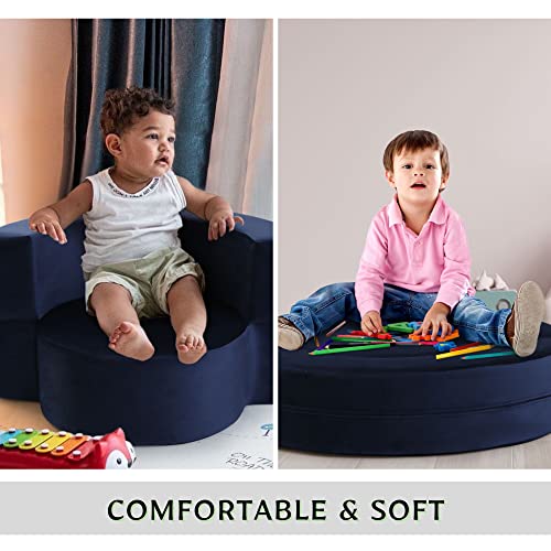 MeMoreCool Toddler Couch, Lounger for Kids, Navy Toddler Chair for Girls & Boys, Toddler Fold Out Sofa Beds, Kids Sofa Chair for Bedroom Lounge, Kids Couch for Playroom, Child Plush Chair Foam