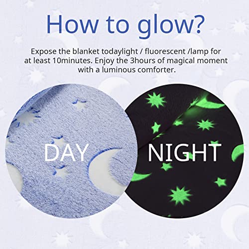 HOMBYS Glow in The Dark Comforter Set 5 Piece Twin/Twin XL with Sheets, Blue Velvet Bedding Comforter Sets for Twin Bed, Ultra Soft Down Alternative Comforter for Teenage Boys Kids , Bed in a Bag