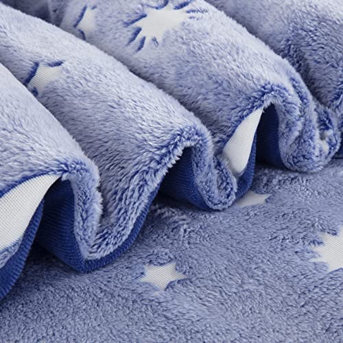 HOMBYS Glow in The Dark Comforter Set 5 Piece Twin/Twin XL with Sheets, Blue Velvet Bedding Comforter Sets for Twin Bed, Ultra Soft Down Alternative Comforter for Teenage Boys Kids , Bed in a Bag