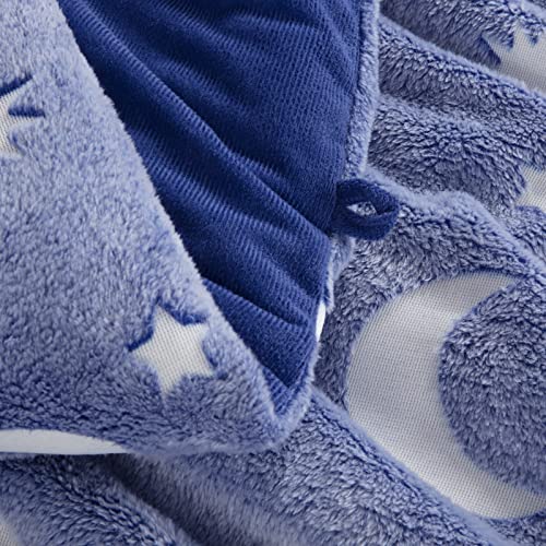 HOMBYS Glow in The Dark Comforter Set 5 Piece Twin/Twin XL with Sheets, Blue Velvet Bedding Comforter Sets for Twin Bed, Ultra Soft Down Alternative Comforter for Teenage Boys Kids , Bed in a Bag