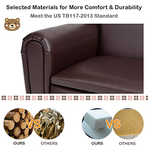 Costzon Kids Sofa, Double Seat Children's Sofa w/Under Seat Storage, Toddler Furniture Armrest Chair for Bedroom, Kids Room, Large Kids Couch w/Sturdy Wood Construction, Gift Toy for Baby Boys Girls