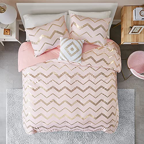 Codi Rose Gold Bedding Set King Size, Girls Blush/Pink Comforter Sets, 4 Piece (2 Matching Sham + 1 Decorative Pillow)