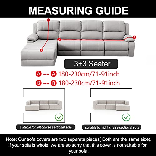JULAND Couch Cover for Sectional Sofa L Shape, 2-Piece Sofa Covers Non Slip, 3 Seat Sofa + 3 Seat Chaise Furniture Protector Couch Slipcover with Pillowcases, Great for Kids & Pets (Black)