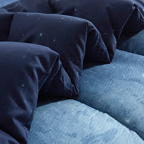 HYPREST Kids Twin Bed in A Bag Comforter Set with Sheets - 5 Pieces Twin Bedding Comforter Set for Girls Boys, Monn Star Blue Twin Bed Comforter Super Soft Lightweight Breathable(Oeko-Tex Certified)