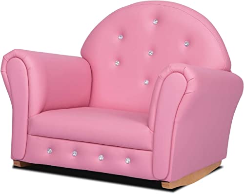 Kinfant Kid Sofa Kids Couch- Kids Armchair with PVC Leather, Mini Toddler Couch for Baby Boys and Girls (Pink)