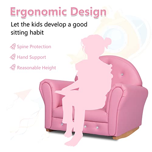 Kinfant Kid Sofa Kids Couch- Kids Armchair with PVC Leather, Mini Toddler Couch for Baby Boys and Girls (Pink)