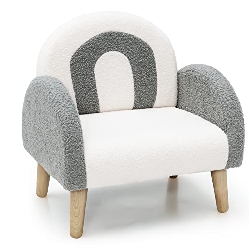 INFANS Kids Sofa, Toddler Armchair with Solid Wooden Frame Anti-Tipping Design Plush Fabric, Upholstered Children Chair for Nursery Kindergarten Playroom Preschool, Gift for Boys Girls, Toddler Couch