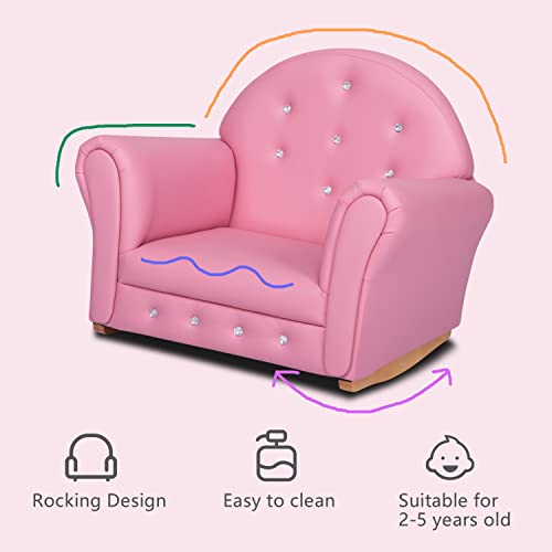 Kinfant Kid Sofa Kids Couch- Kids Armchair with PVC Leather, Mini Toddler Couch for Baby Boys and Girls (Pink)