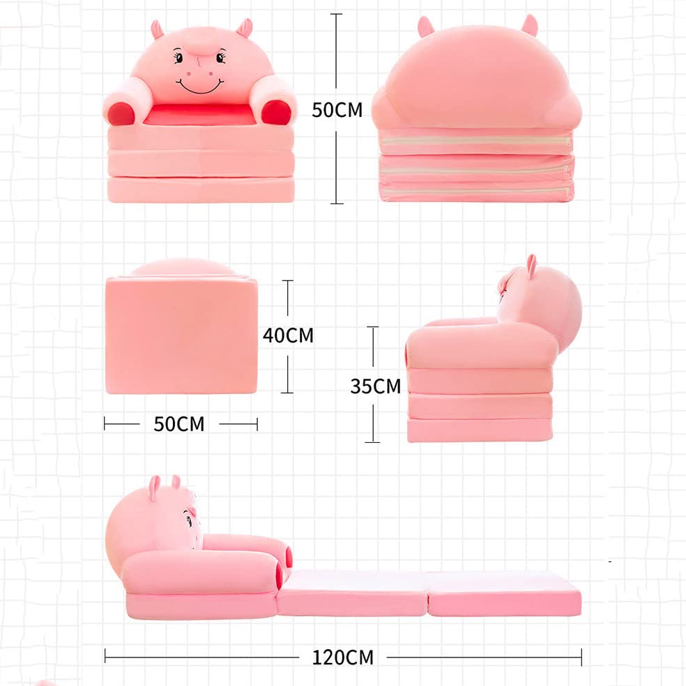 FUELEGO 2 in 1 Foldable Plush Kids Sofa Cover Children Backrest Armchair Sofa Cover Cute Cartoon Flip Open Lazy Sofa Bed for Living Room Bedroom