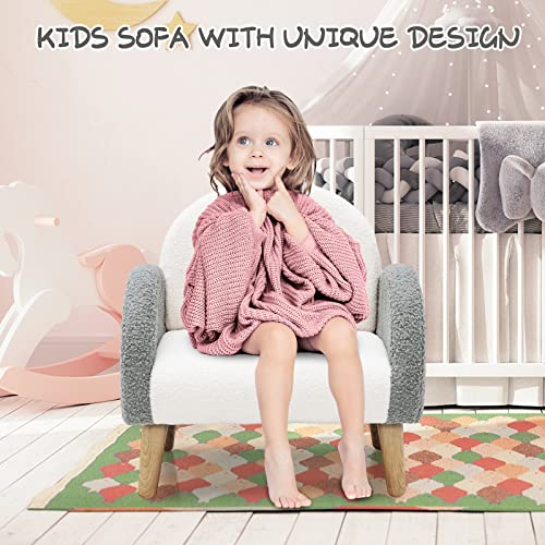 INFANS Kids Sofa, Toddler Armchair with Solid Wooden Frame Anti-Tipping Design Plush Fabric, Upholstered Children Chair for Nursery Kindergarten Playroom Preschool, Gift for Boys Girls, Toddler Couch