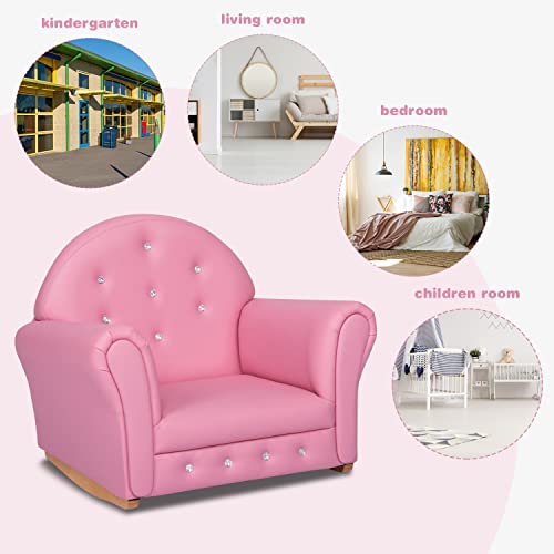 Kinfant Kid Sofa Kids Couch- Kids Armchair with PVC Leather, Mini Toddler Couch for Baby Boys and Girls (Pink)
