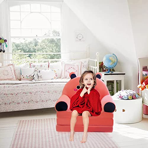 FUELEGO 2 in 1 Foldable Plush Kids Sofa Cover Children Backrest Armchair Sofa Cover Cute Cartoon Flip Open Lazy Sofa Bed for Living Room Bedroom