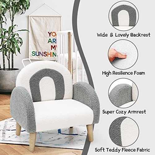 INFANS Kids Sofa, Toddler Armchair with Solid Wooden Frame Anti-Tipping Design Plush Fabric, Upholstered Children Chair for Nursery Kindergarten Playroom Preschool, Gift for Boys Girls, Toddler Couch