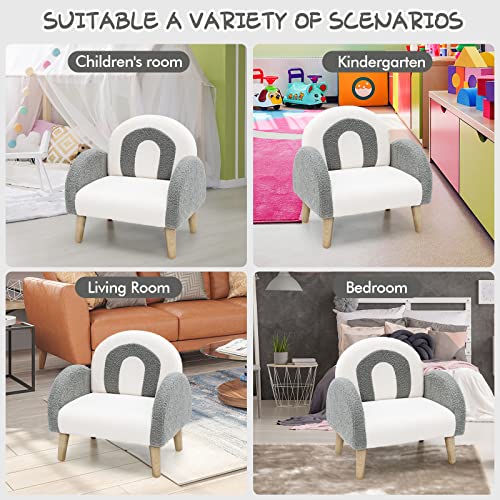 INFANS Kids Sofa, Toddler Armchair with Solid Wooden Frame Anti-Tipping Design Plush Fabric, Upholstered Children Chair for Nursery Kindergarten Playroom Preschool, Gift for Boys Girls, Toddler Couch
