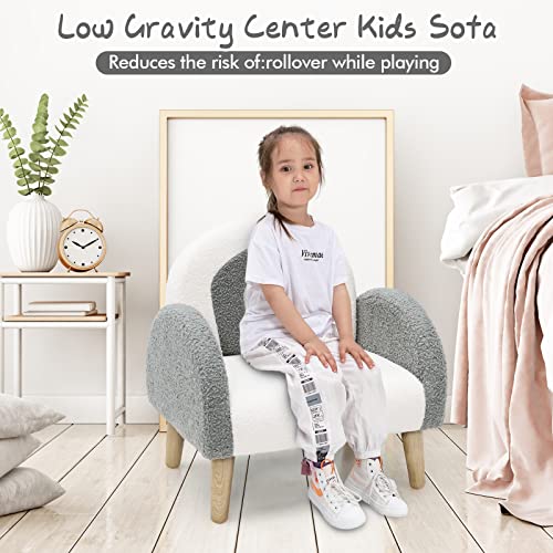 INFANS Kids Sofa, Toddler Armchair with Solid Wooden Frame Anti-Tipping Design Plush Fabric, Upholstered Children Chair for Nursery Kindergarten Playroom Preschool, Gift for Boys Girls, Toddler Couch