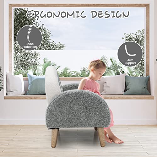 INFANS Kids Sofa, Toddler Armchair with Solid Wooden Frame Anti-Tipping Design Plush Fabric, Upholstered Children Chair for Nursery Kindergarten Playroom Preschool, Gift for Boys Girls, Toddler Couch