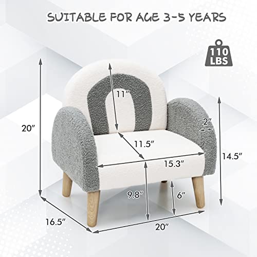 INFANS Kids Sofa, Toddler Armchair with Solid Wooden Frame Anti-Tipping Design Plush Fabric, Upholstered Children Chair for Nursery Kindergarten Playroom Preschool, Gift for Boys Girls, Toddler Couch
