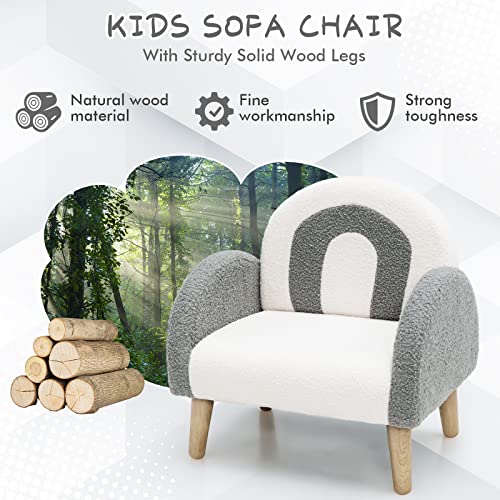 INFANS Kids Sofa, Toddler Armchair with Solid Wooden Frame Anti-Tipping Design Plush Fabric, Upholstered Children Chair for Nursery Kindergarten Playroom Preschool, Gift for Boys Girls, Toddler Couch