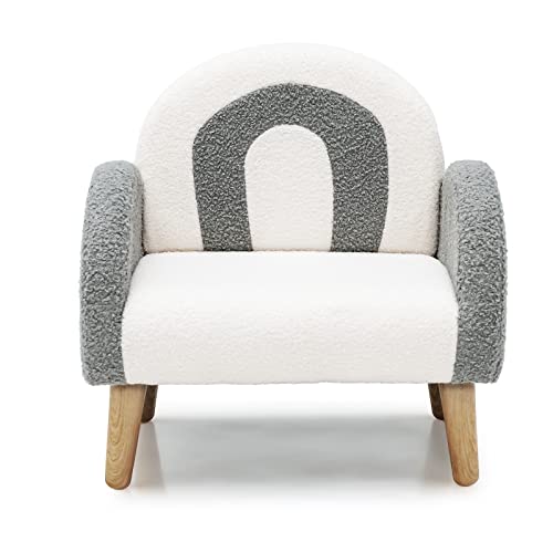 INFANS Kids Sofa, Toddler Armchair with Solid Wooden Frame Anti-Tipping Design Plush Fabric, Upholstered Children Chair for Nursery Kindergarten Playroom Preschool, Gift for Boys Girls, Toddler Couch