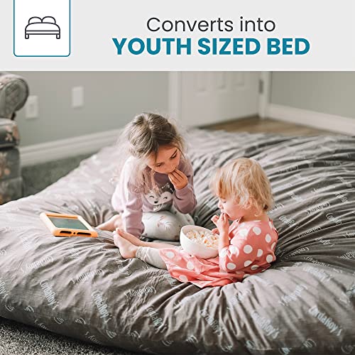 CordaRoy's Faux Fur Bean Bag Chair for Kids, Convertible Chair Folds from Bean Bag to Bed, As Seen on Shark Tank, Pink