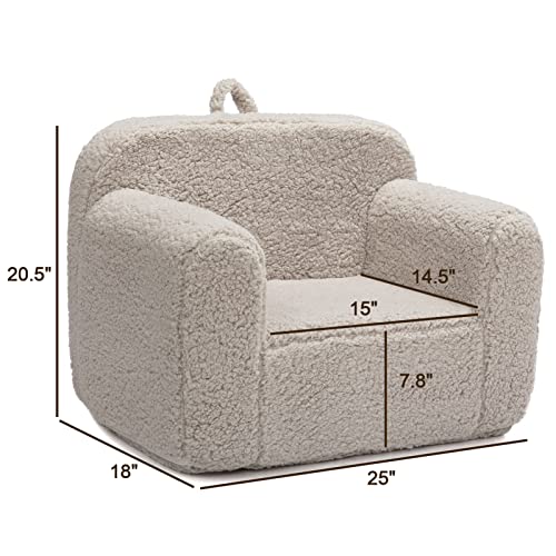 ALIMORDEN Kids Ultra-Soft Snuggle Foam Filled Chair, Single Cuddly Sherpa Reading Couch for Boys and Girls, Light Grey