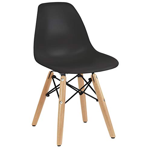 2xhome Set of 2 Kids Size Plastic Toddler Chairs with Natural Wooden Dowel Legs, Black