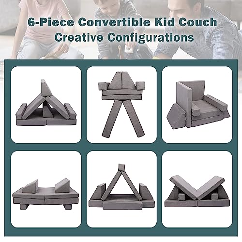 Betterhood Modular Kids Play Couch Child Sectional Sofa Imaginative Furniture Play Set for Creative Kids,Toddler to Teen Bedroom Furniture,Girls and Boys Playroom Convertible Sofa Medium…