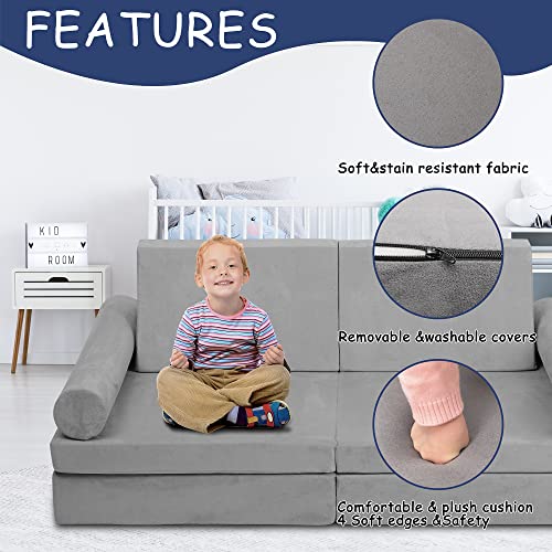 TOLEAD Play Couch Sofa for Kids Imaginative Furniture Play Set for Creative Kids,Toddler to Teen Bedroom Furniture,Girls and Boys Playroom Sofa (Medium)…