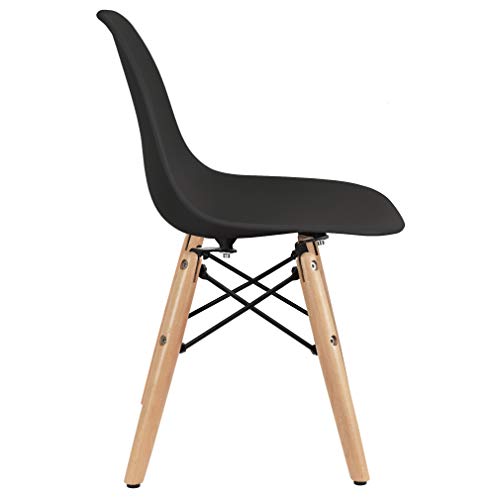 2xhome Set of 2 Kids Size Plastic Toddler Chairs with Natural Wooden Dowel Legs, Black