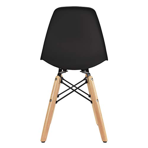 2xhome Set of 2 Kids Size Plastic Toddler Chairs with Natural Wooden Dowel Legs, Black