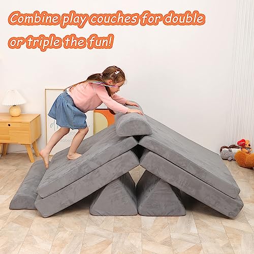 Betterhood Play Couch Sofa for Kids Imaginative Furniture Play Set for Creative Kids,Toddler to Teen Bedroom Furniture,Girls and Boys Playroom Sofa Large Grey