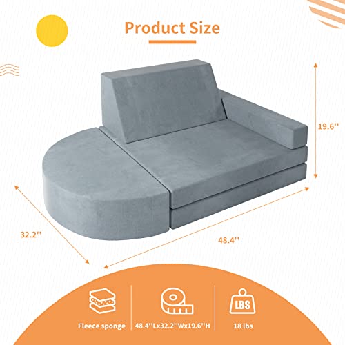 linor Kids Couch Modular Toddler Couch Can be Used in The Bedroom Playroom Kindergarten, 5-Piece Play Couch for Toddlers and Children Can be Used as a Furniture Play Set (Charcoal Grey)